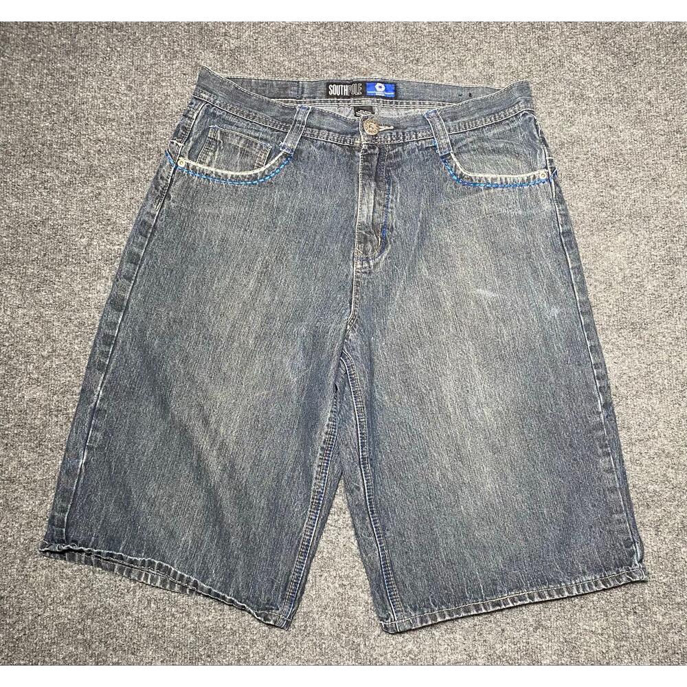Y2K Southpole Baggy Jorts Grunge Embroidered Vintage Jean Shorts Men's Sz 36 - Picture 4 of 10
